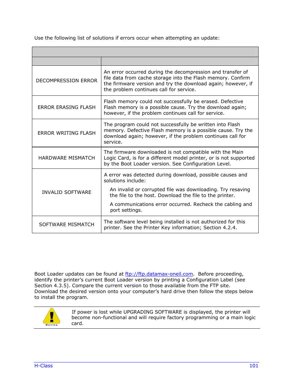 7 updating the boot loader | Datamax-O'Neil H-Class Operator’s Manual User Manual | Page 111 / 180