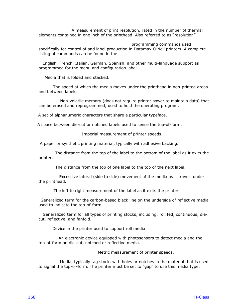 Datamax-O'Neil H-Class Operator’s Manual User Manual | Page 178 / 180
