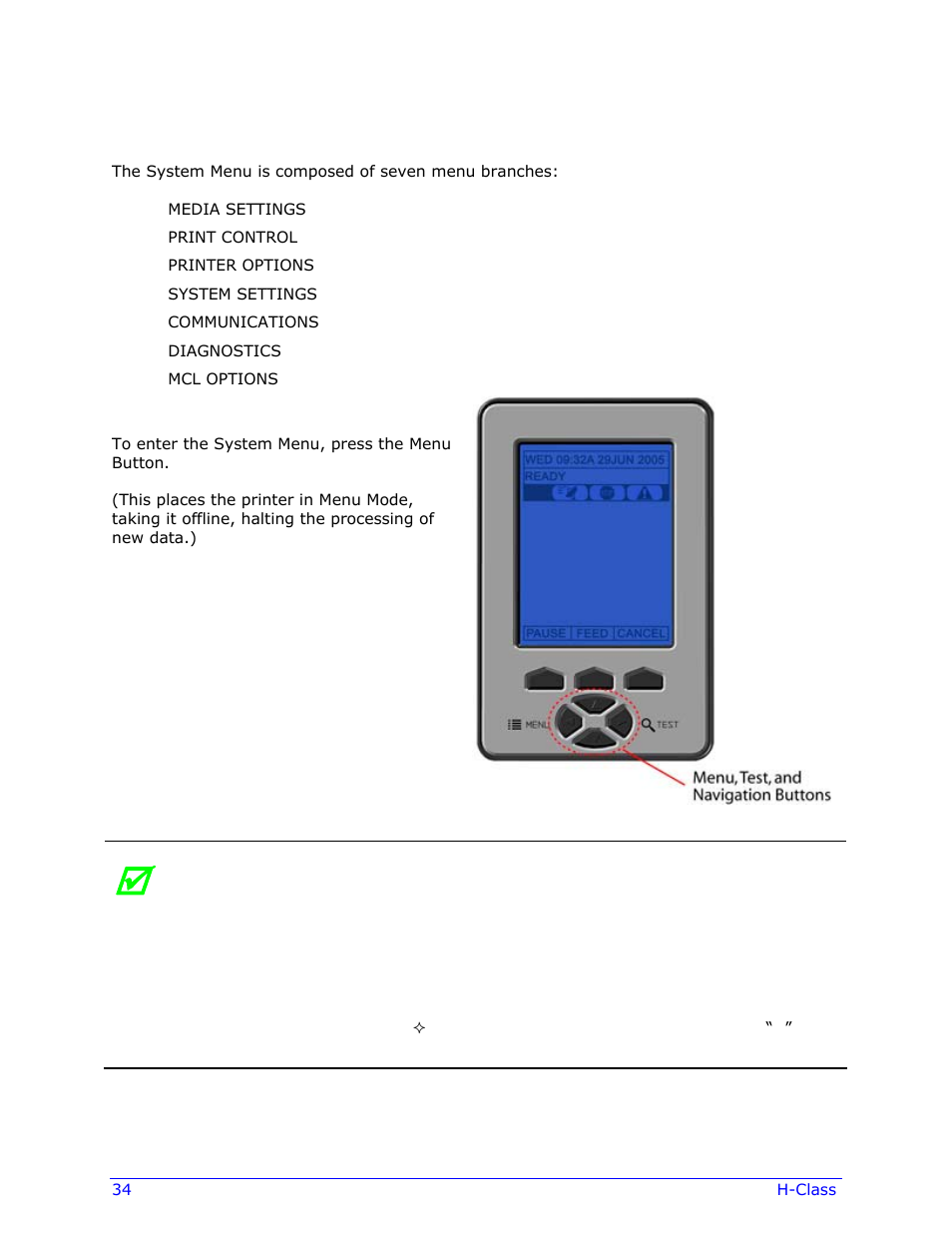 2 the system menu | Datamax-O'Neil H-Class Operator’s Manual User Manual | Page 44 / 180
