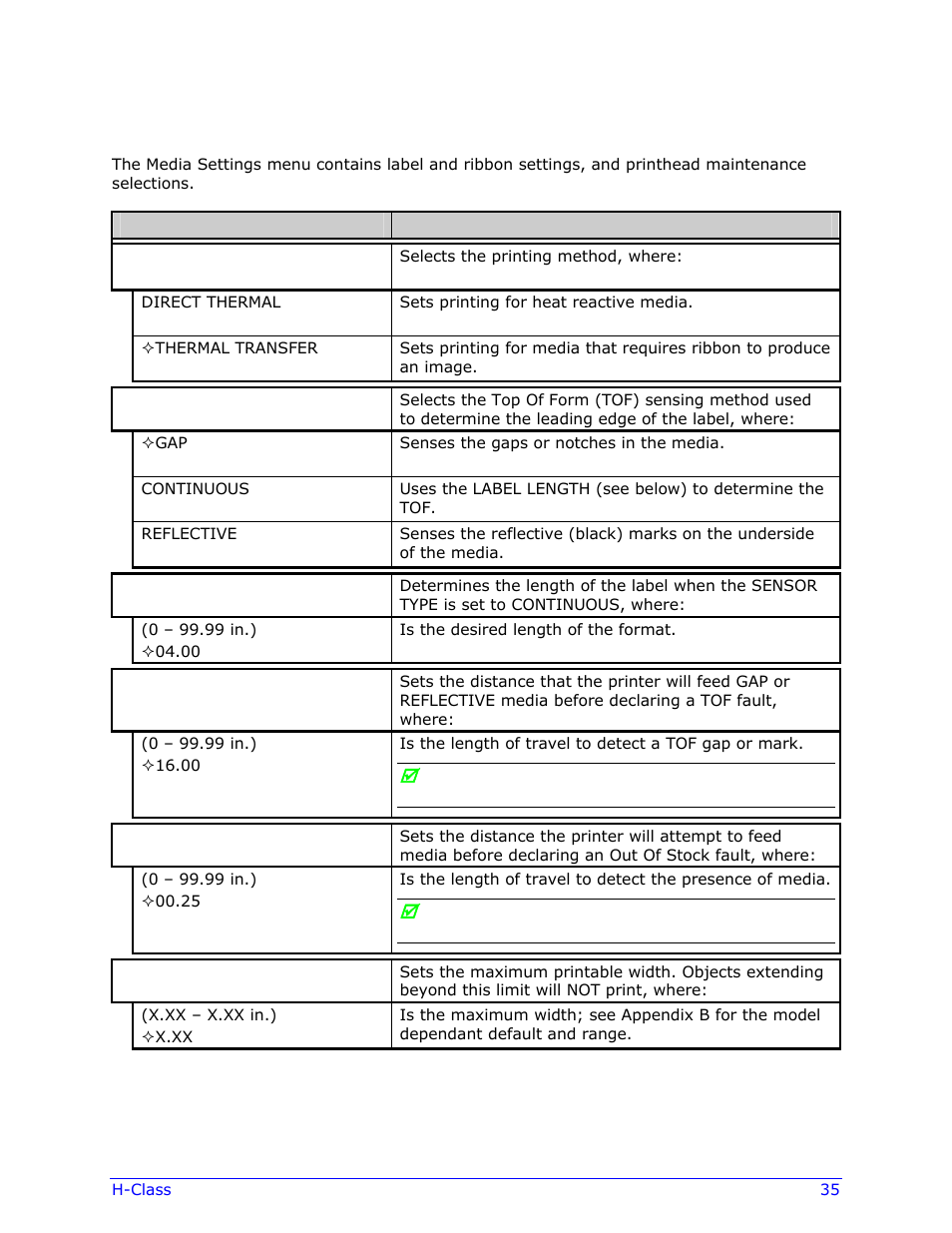 1 media settings | Datamax-O'Neil H-Class Operator’s Manual User Manual | Page 45 / 180