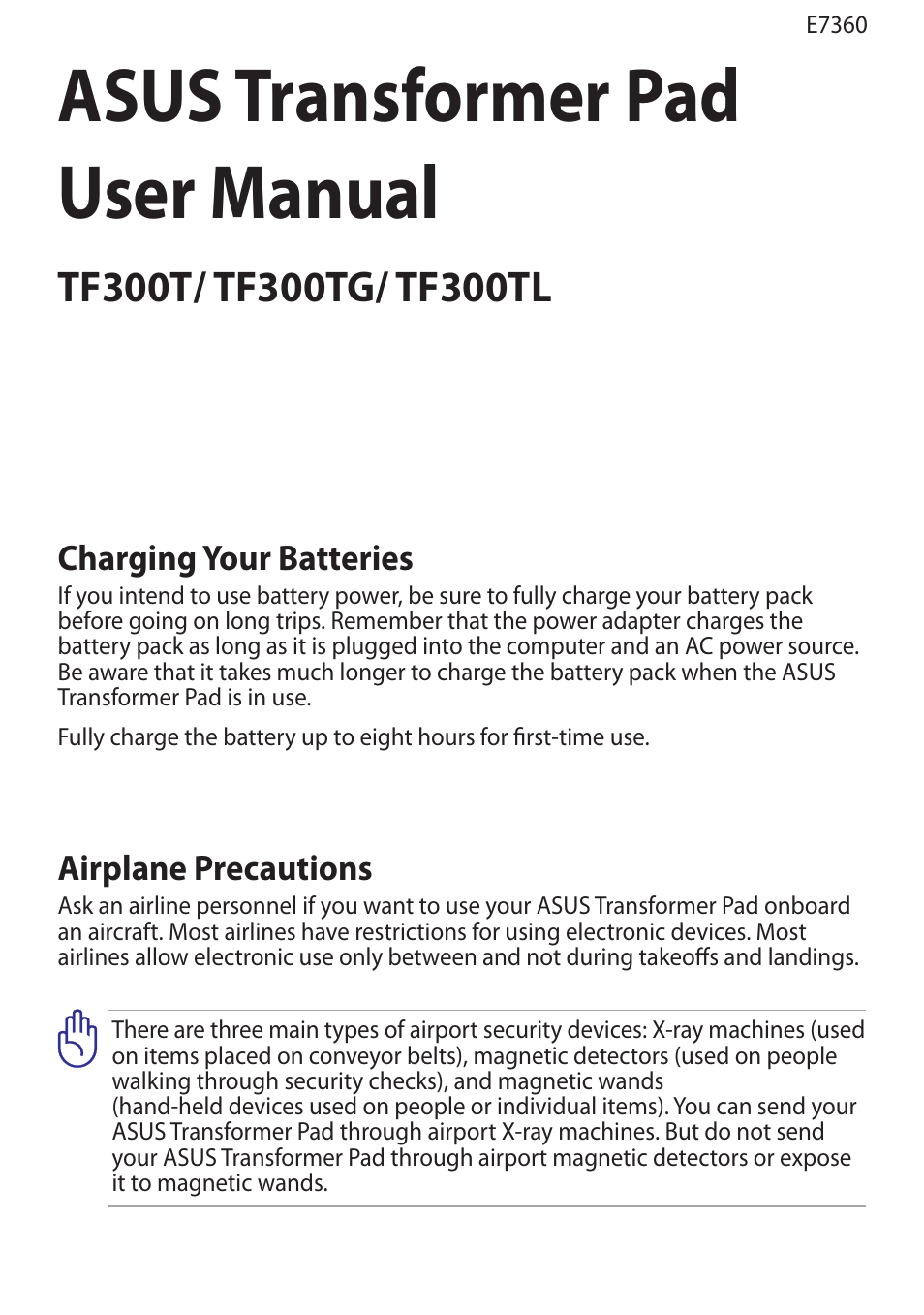 Asus Transformer Pad TF300TG User Manual | 90 pages