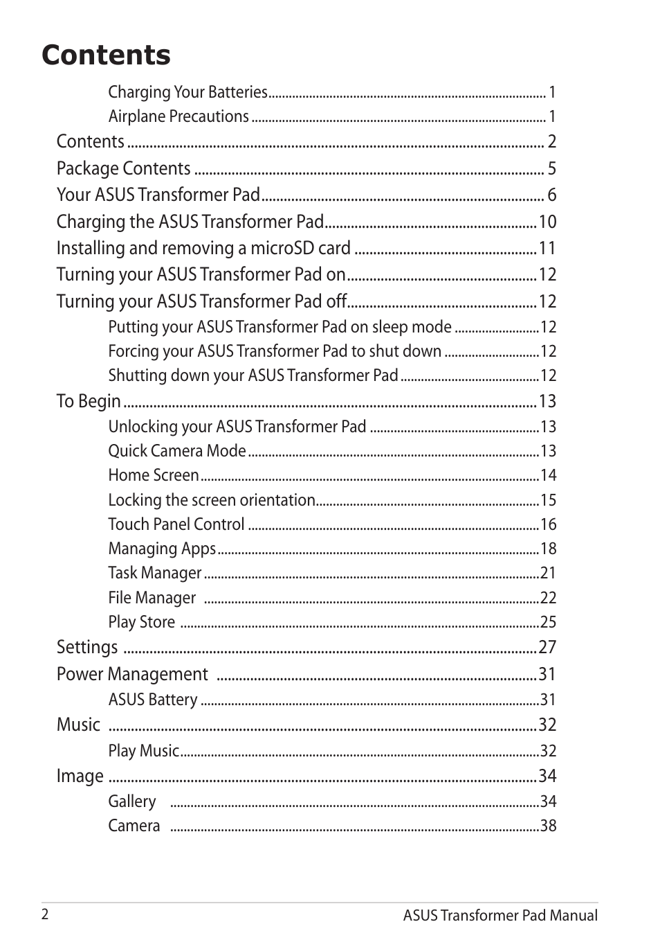 Asus Transformer Pad TF300TG User Manual | Page 2 / 90