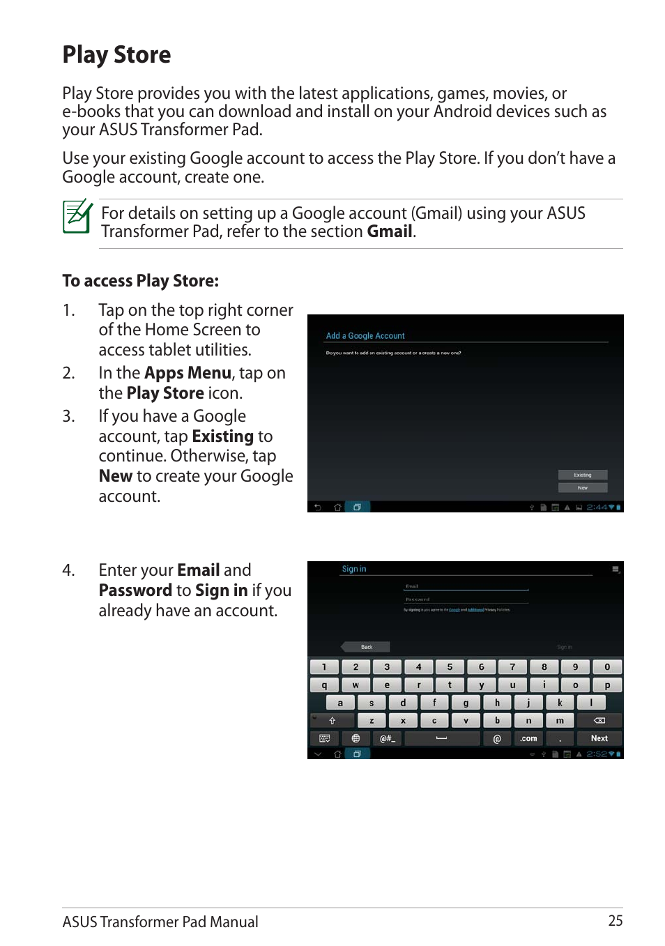 Play store | Asus Transformer Pad TF300TG User Manual | Page 25 / 90