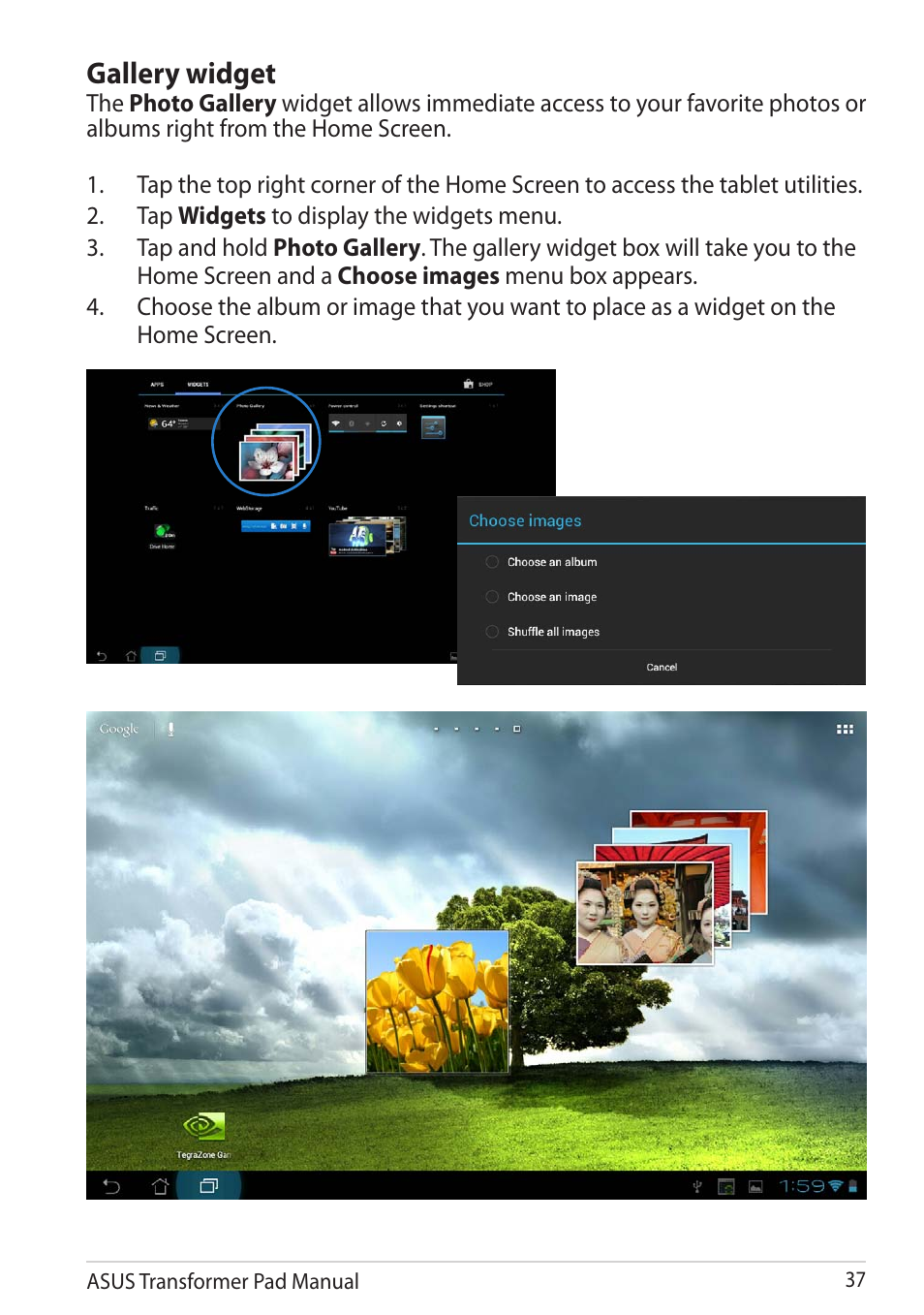 Gallery widget | Asus Transformer Pad TF300TG User Manual | Page 37 / 90