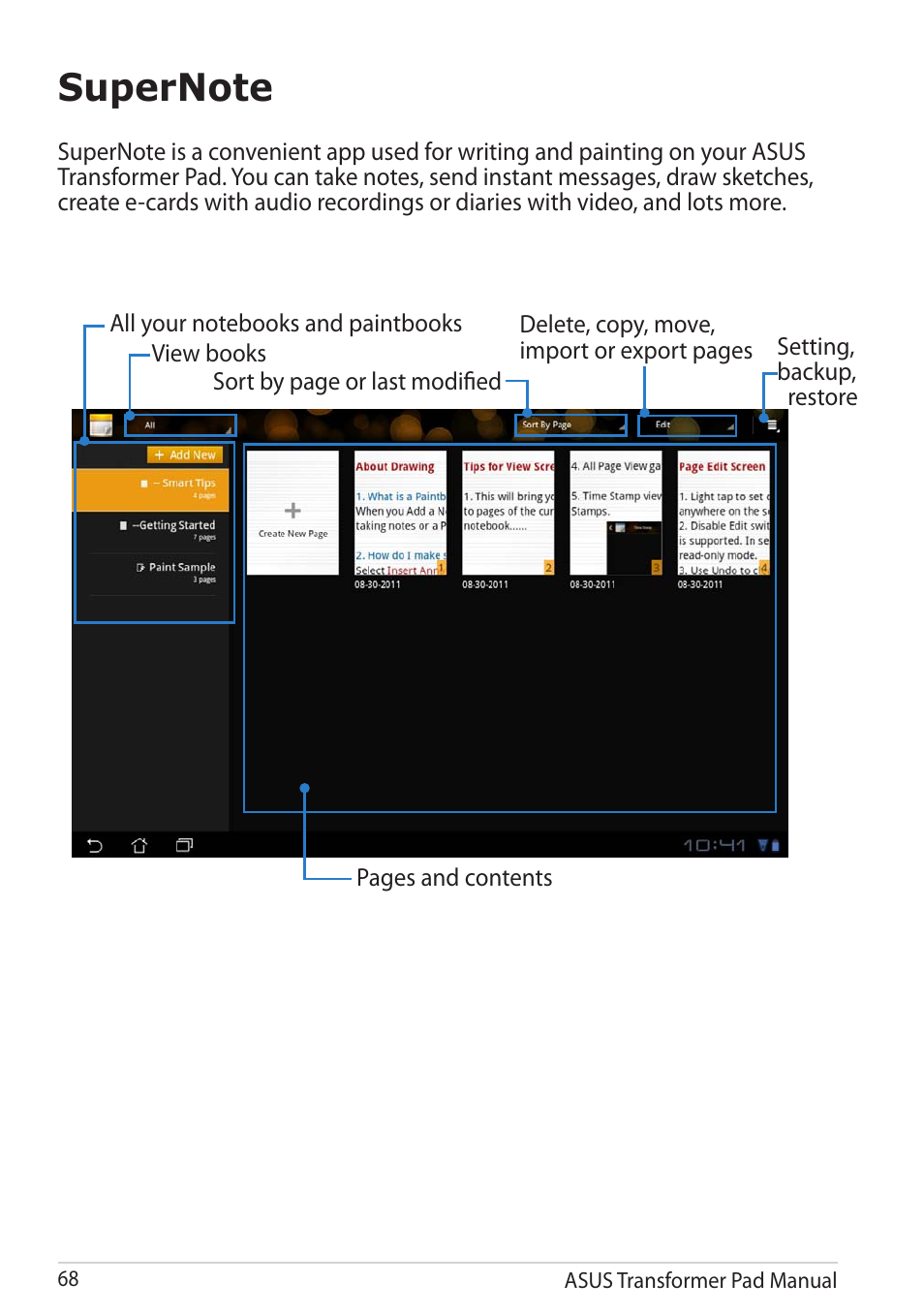 Supernote | Asus Transformer Pad TF300TG User Manual | Page 68 / 90