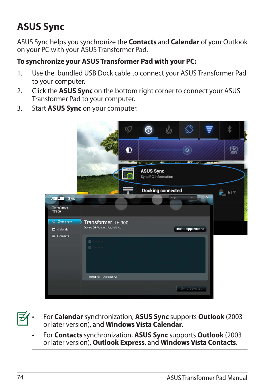 Asus sync | Asus Transformer Pad TF300TG User Manual | Page 74 / 90