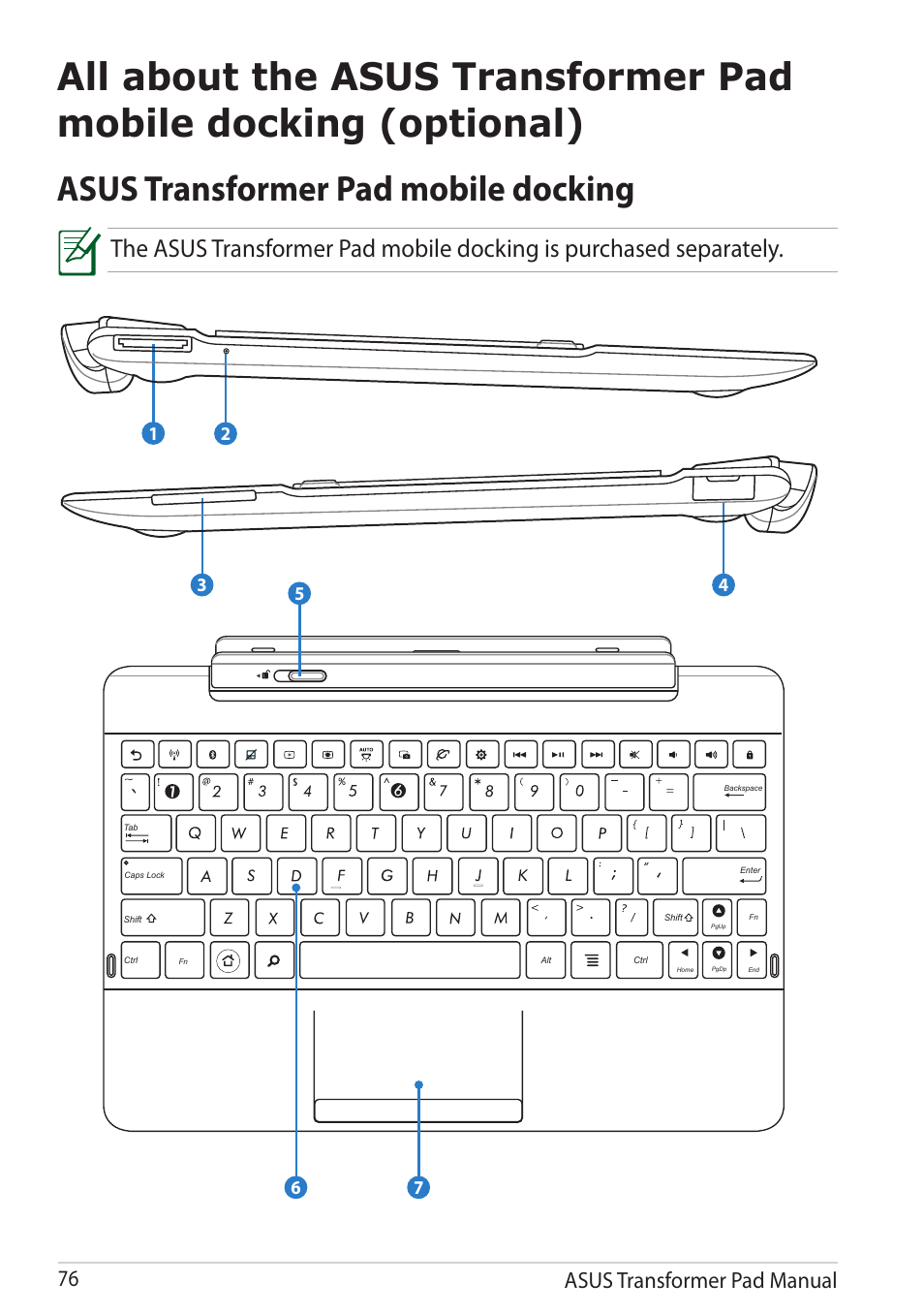 Asus transformer pad mobile docking, Asus transformer pad manual 76 | Asus Transformer Pad TF300TG User Manual | Page 76 / 90