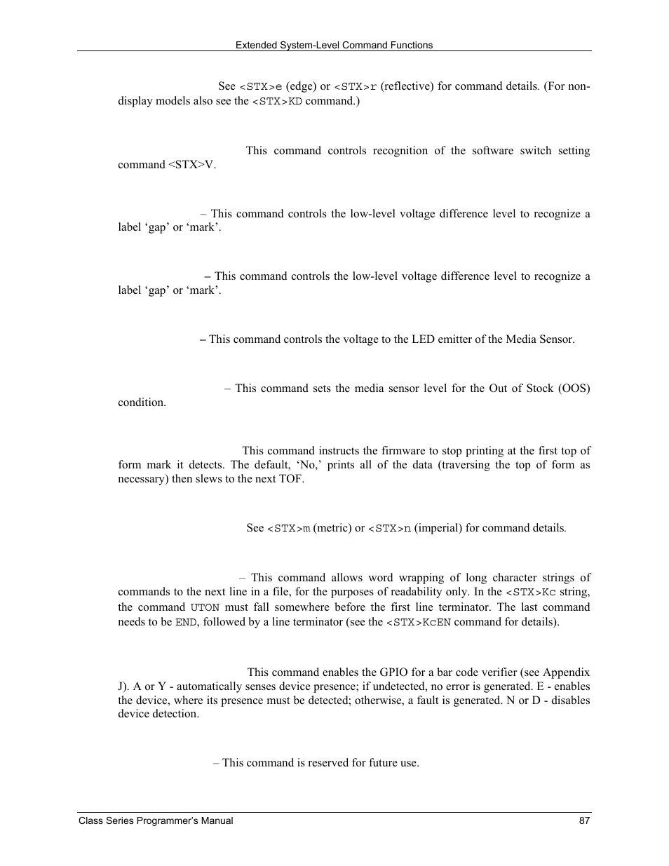 Datamax-O'Neil Class Series Programmer’s Manual User Manual | Page 101 / 300
