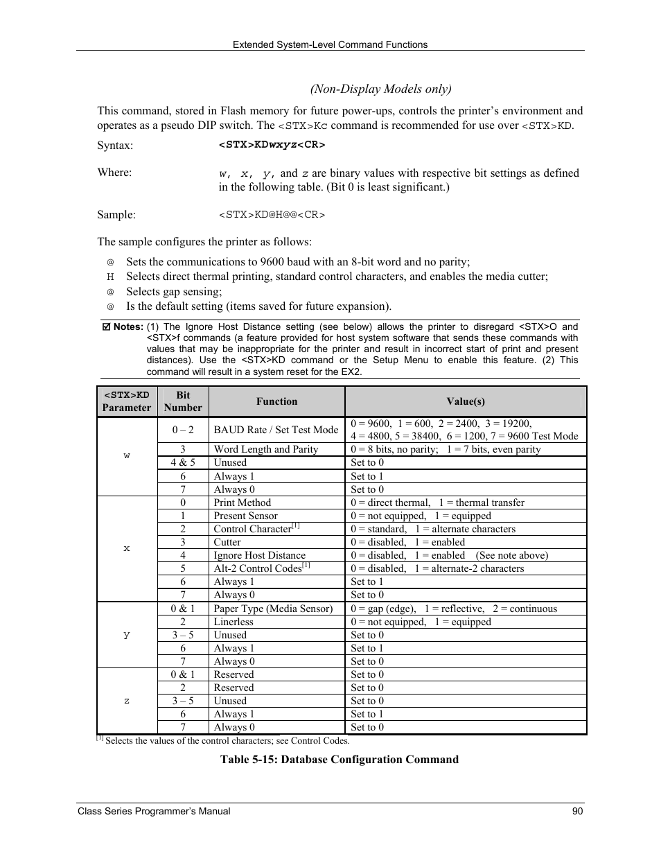 Stx kd database configuration | Datamax-O'Neil Class Series Programmer’s Manual User Manual | Page 104 / 300