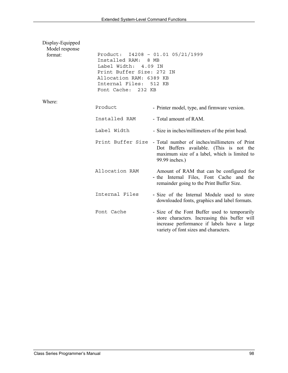 Datamax-O'Neil Class Series Programmer’s Manual User Manual | Page 112 / 300