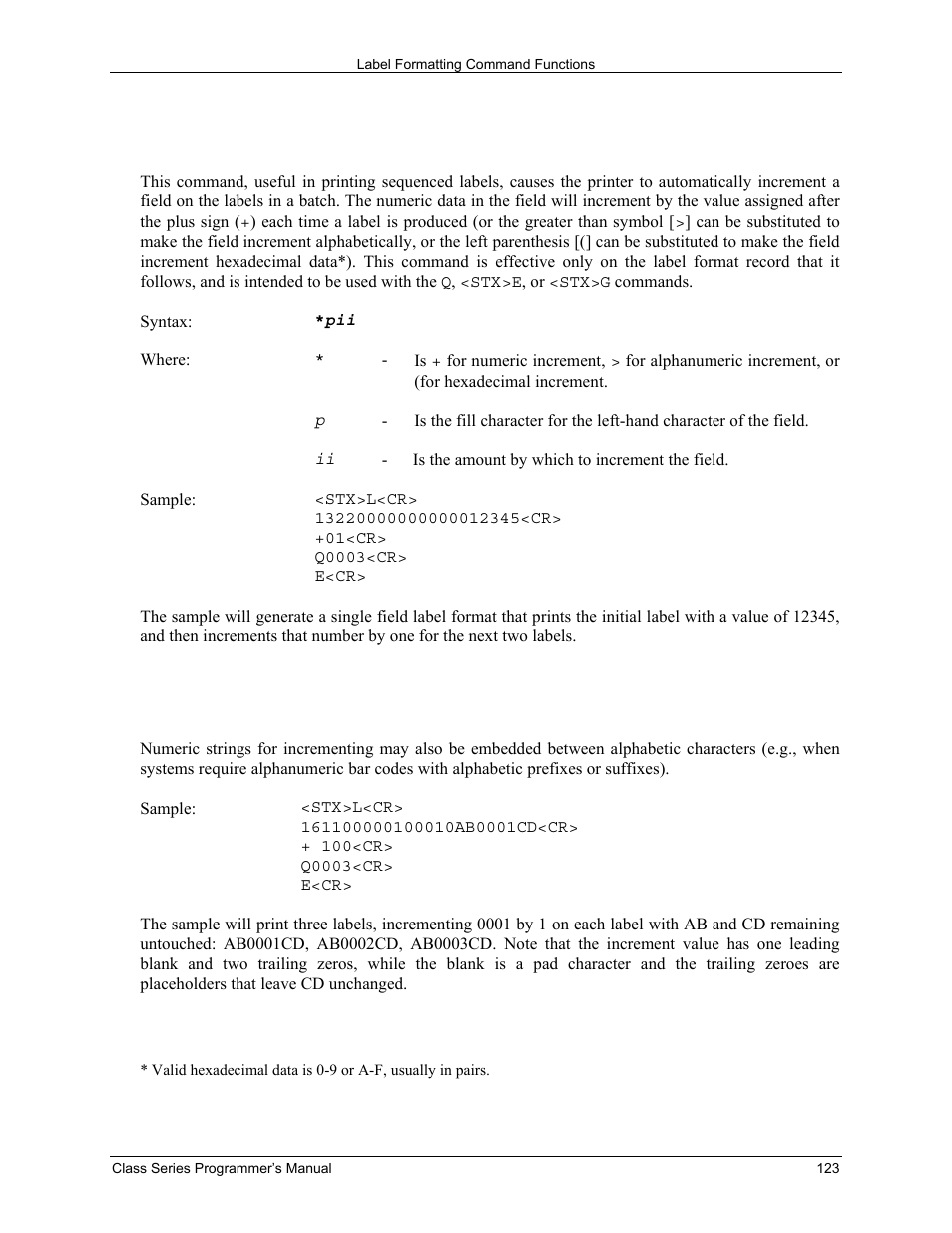 Datamax-O'Neil Class Series Programmer’s Manual User Manual | Page 137 / 300