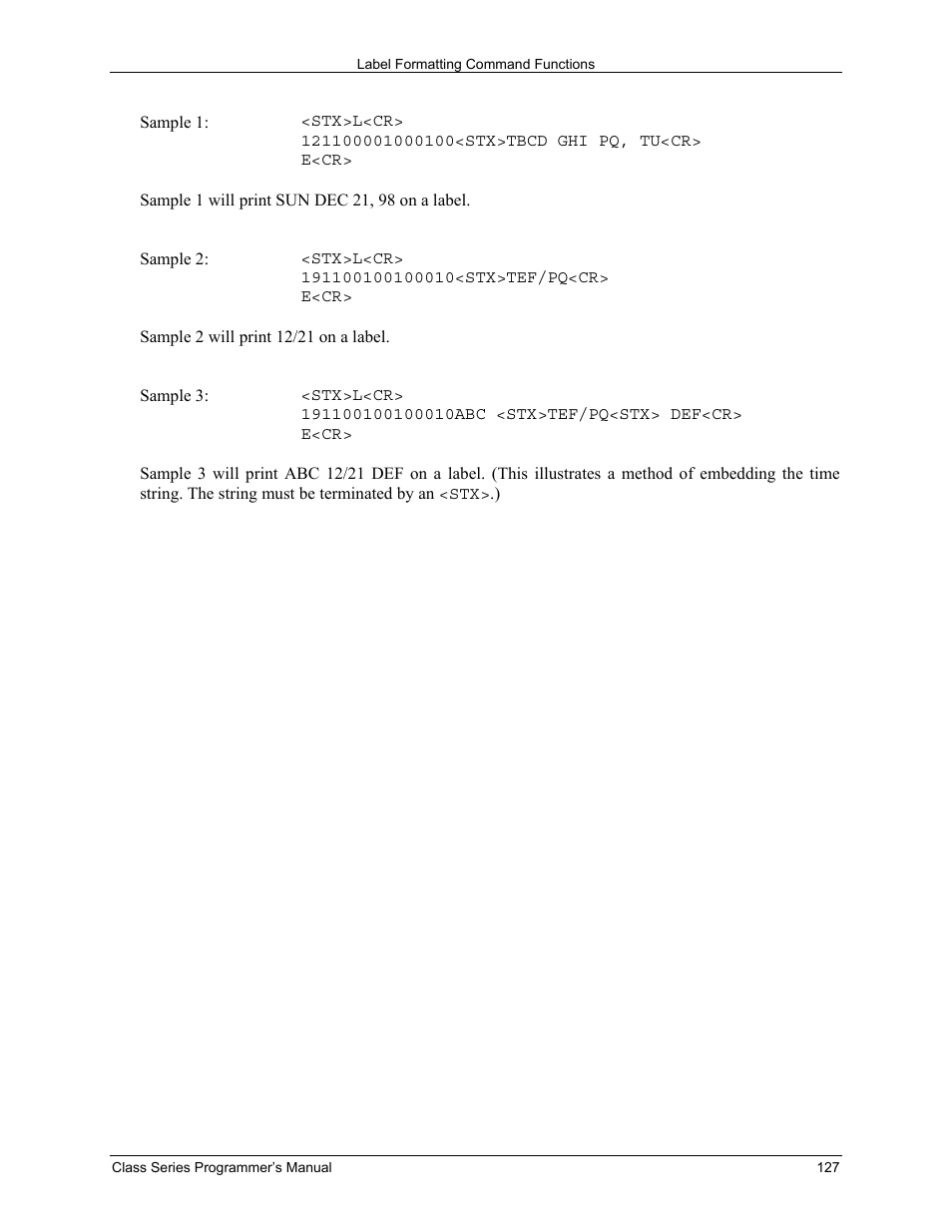 Datamax-O'Neil Class Series Programmer’s Manual User Manual | Page 141 / 300