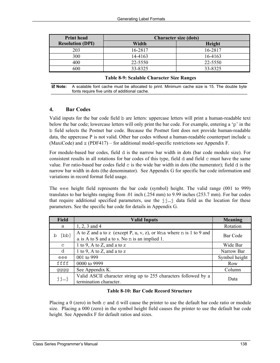 Datamax-O'Neil Class Series Programmer’s Manual User Manual | Page 152 / 300