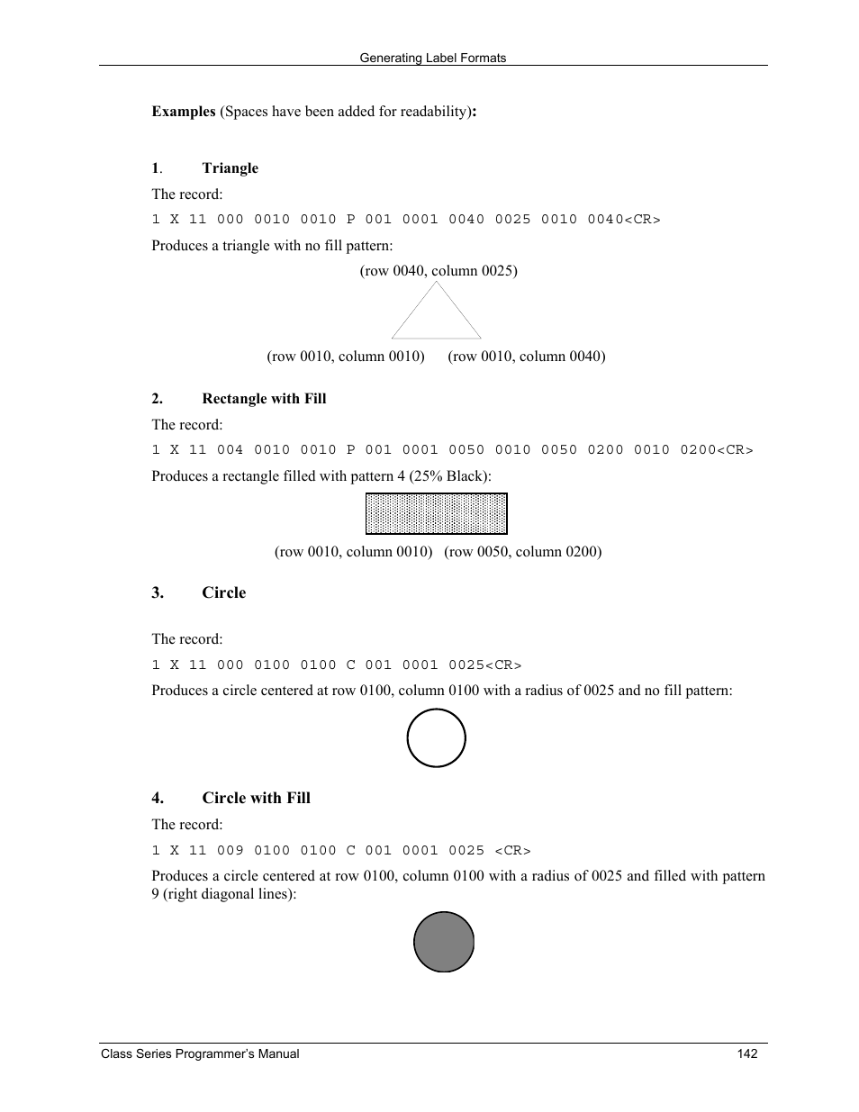 Circle, Circle with fill | Datamax-O'Neil Class Series Programmer’s Manual User Manual | Page 156 / 300
