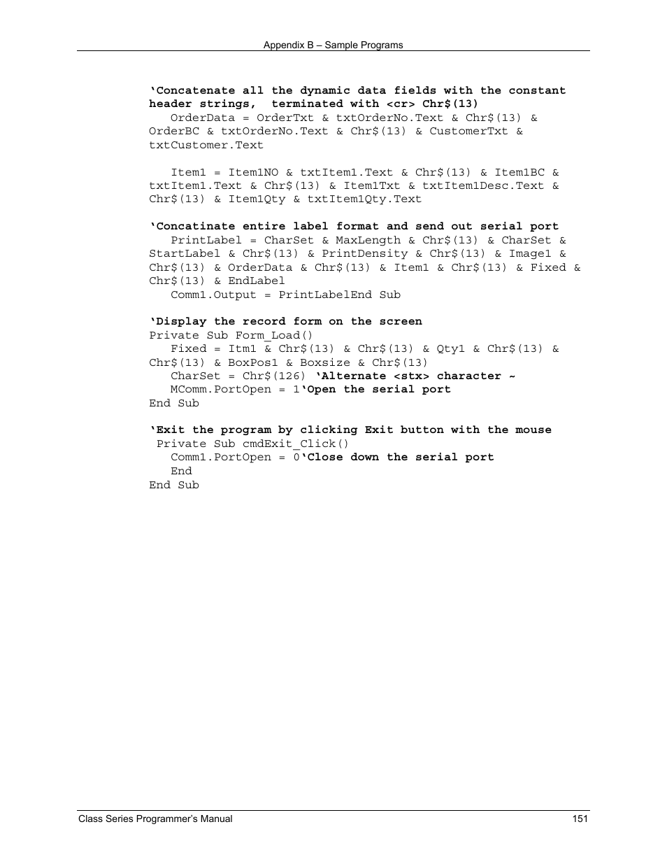 Datamax-O'Neil Class Series Programmer’s Manual User Manual | Page 165 / 300