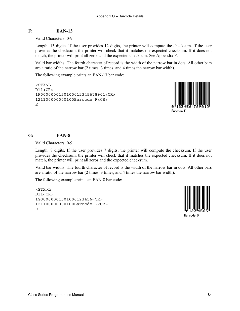 Datamax-O'Neil Class Series Programmer’s Manual User Manual | Page 198 / 300