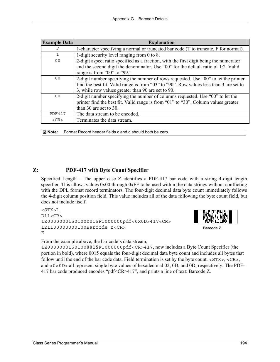 Datamax-O'Neil Class Series Programmer’s Manual User Manual | Page 208 / 300