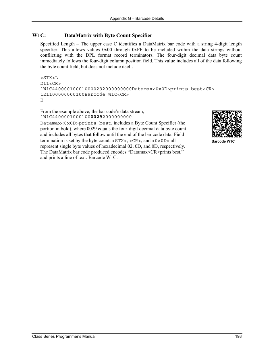 Datamax-O'Neil Class Series Programmer’s Manual User Manual | Page 212 / 300