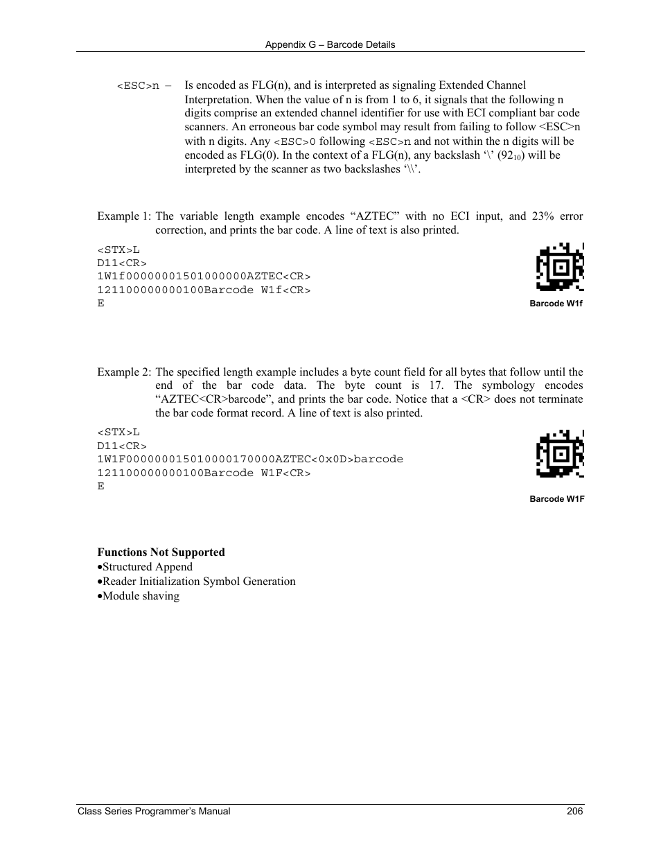 Datamax-O'Neil Class Series Programmer’s Manual User Manual | Page 220 / 300