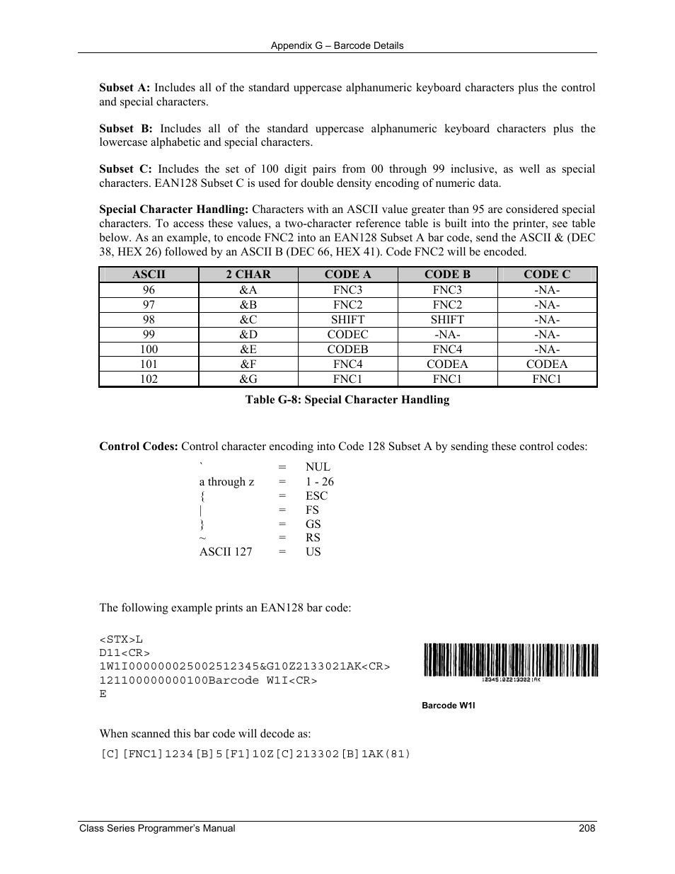 Datamax-O'Neil Class Series Programmer’s Manual User Manual | Page 222 / 300