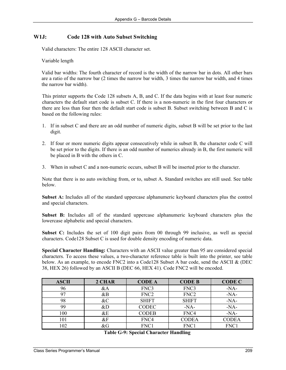 Datamax-O'Neil Class Series Programmer’s Manual User Manual | Page 223 / 300