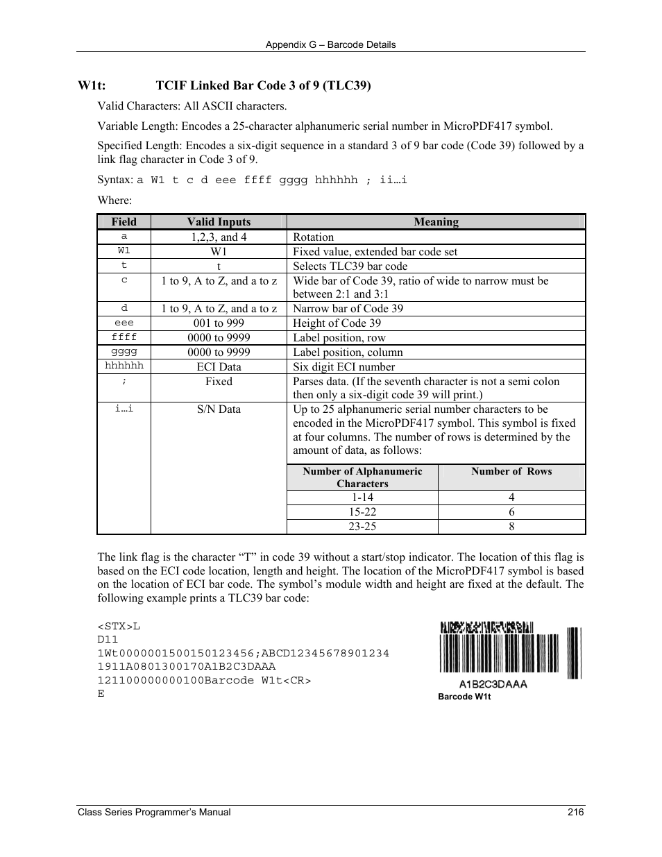 Datamax-O'Neil Class Series Programmer’s Manual User Manual | Page 230 / 300