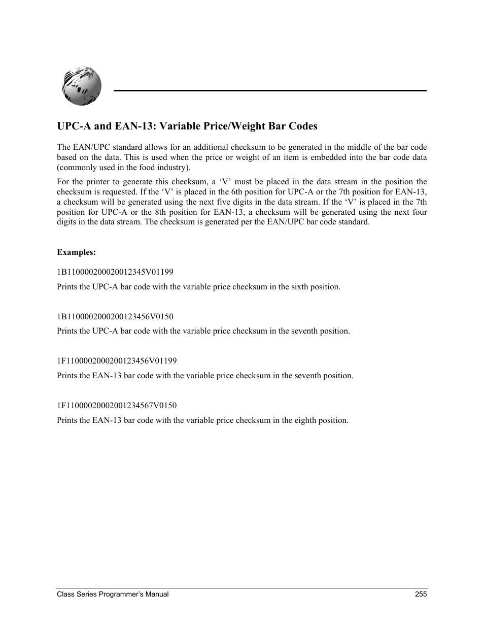 Appendix p, Upc-a and ean-13: variable price/weight bar codes | Datamax-O'Neil Class Series Programmer’s Manual User Manual | Page 269 / 300