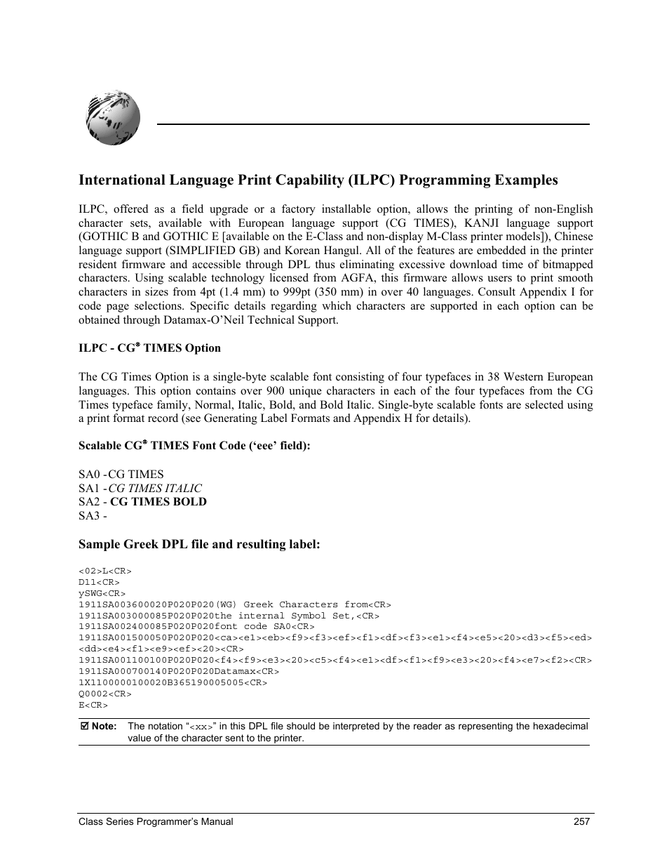 Appendix q | Datamax-O'Neil Class Series Programmer’s Manual User Manual | Page 271 / 300
