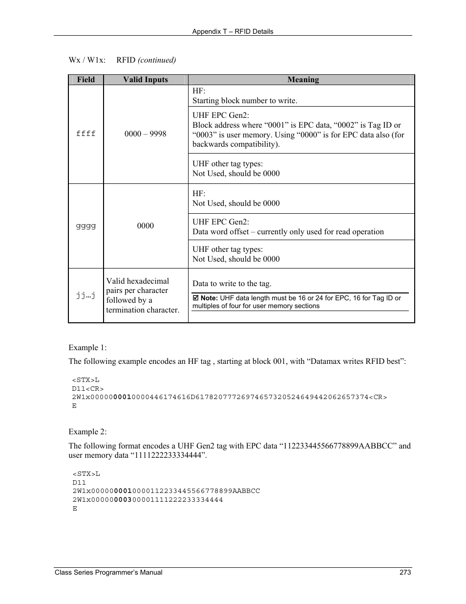 Datamax-O'Neil Class Series Programmer’s Manual User Manual | Page 287 / 300
