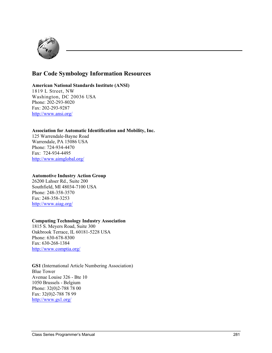 Appendix v | Datamax-O'Neil Class Series Programmer’s Manual User Manual | Page 295 / 300