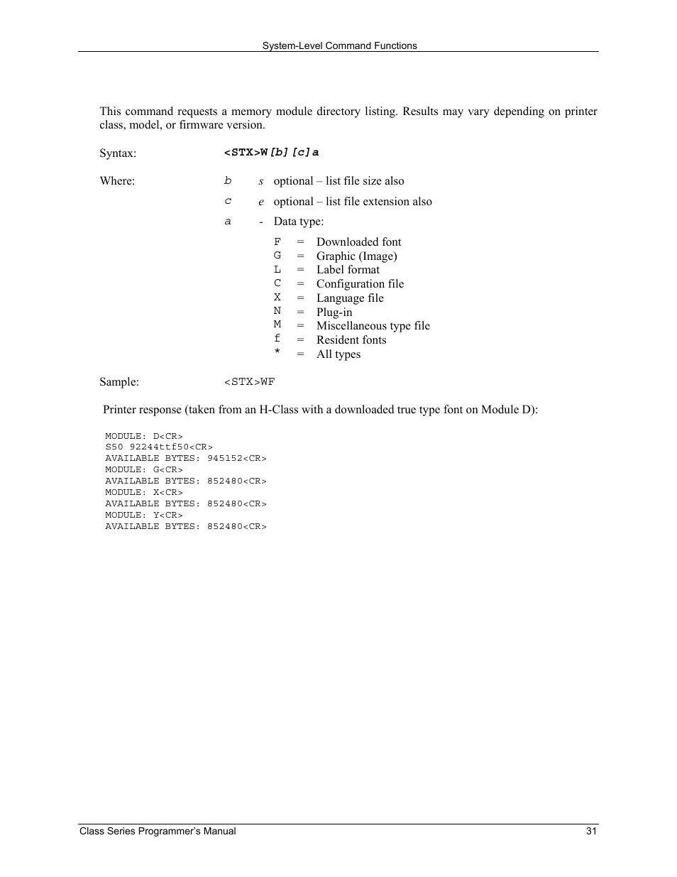 Datamax-O'Neil Class Series Programmer’s Manual User Manual | Page 45 / 300