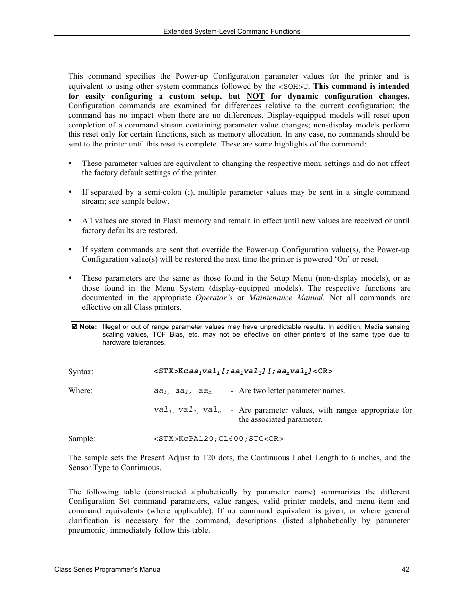 Stx kc configuration set | Datamax-O'Neil Class Series Programmer’s Manual User Manual | Page 56 / 300