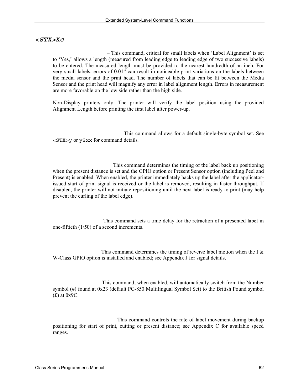 Stx>kc parameter overviews | Datamax-O'Neil Class Series Programmer’s Manual User Manual | Page 76 / 300