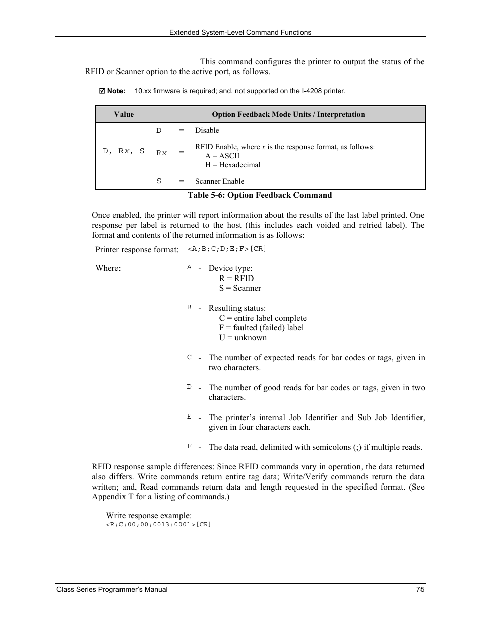 Datamax-O'Neil Class Series Programmer’s Manual User Manual | Page 89 / 300