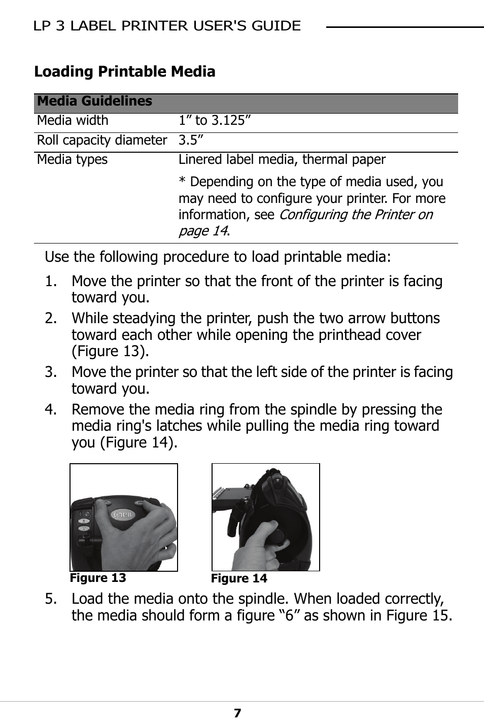 Loading printable media | Datamax-O'Neil LP3 LABEL PRINTER User Guide User Manual | Page 10 / 28