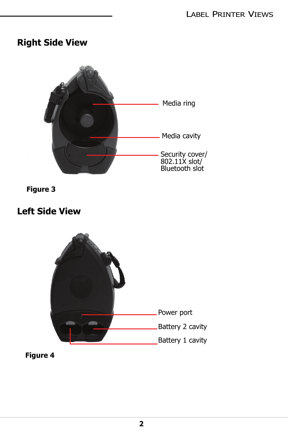 Right side view, Left side view, Right side view left side view | Datamax-O'Neil LP3 LABEL PRINTER User Guide User Manual | Page 5 / 28