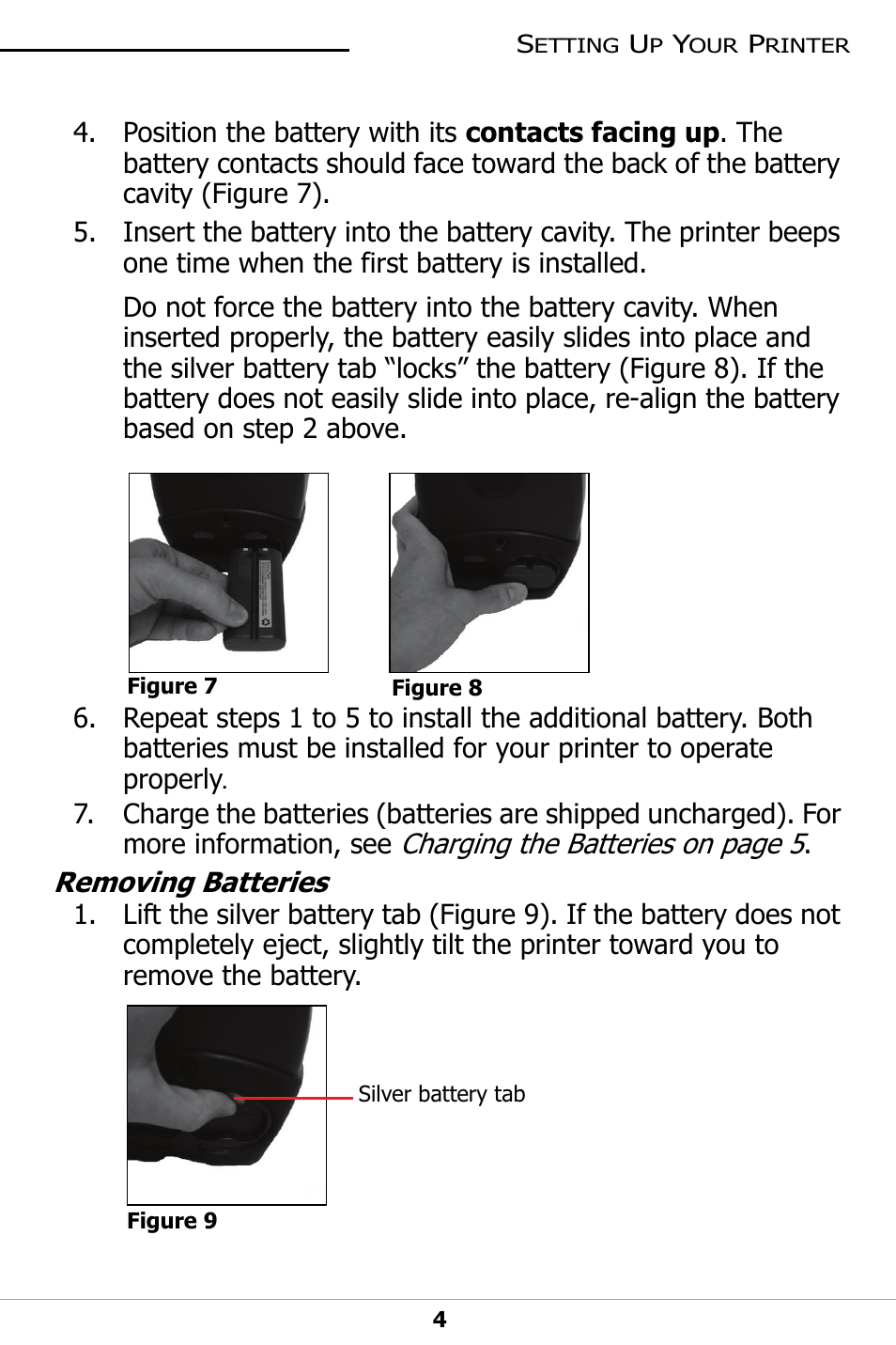 Removing batteries | Datamax-O'Neil LP3 LABEL PRINTER User Guide User Manual | Page 7 / 28