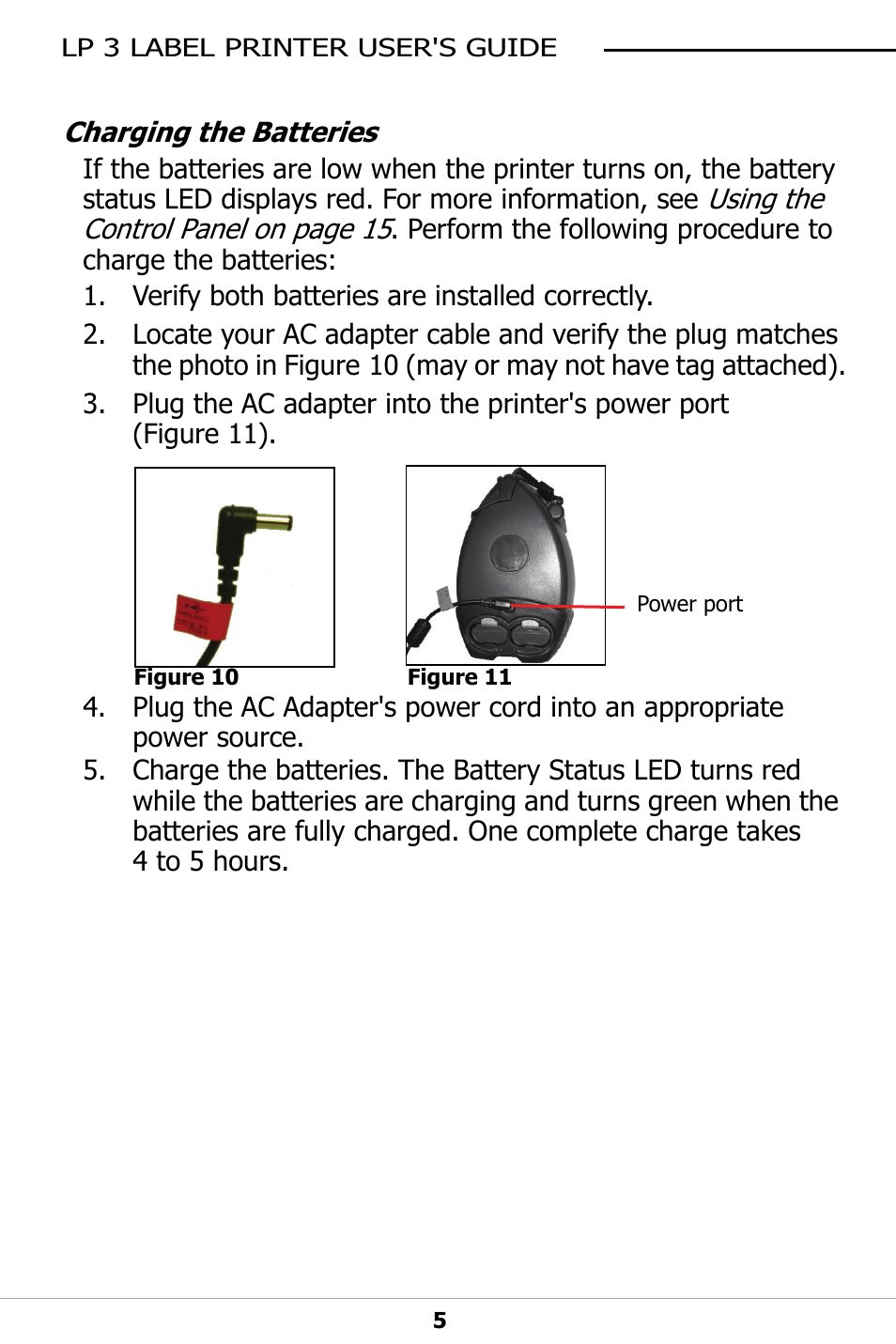 Charging the batteries | Datamax-O'Neil LP3 LABEL PRINTER User Guide User Manual | Page 8 / 28