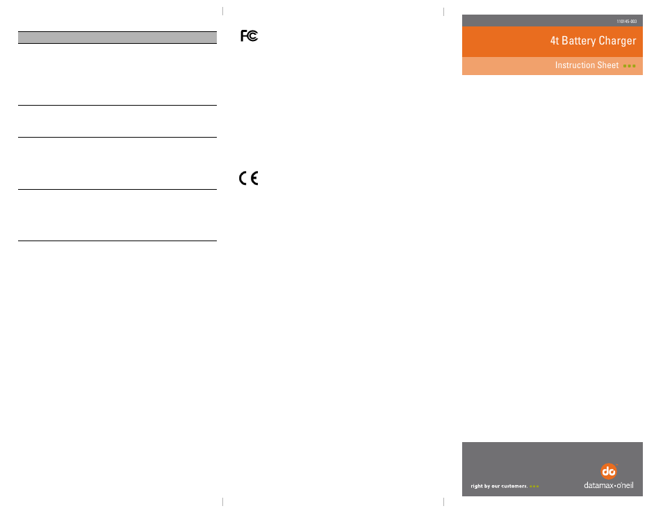 4t battery charger | Datamax-O'Neil OC-2_3 SERIES 4t Battery Charger User Manual | Page 2 / 2