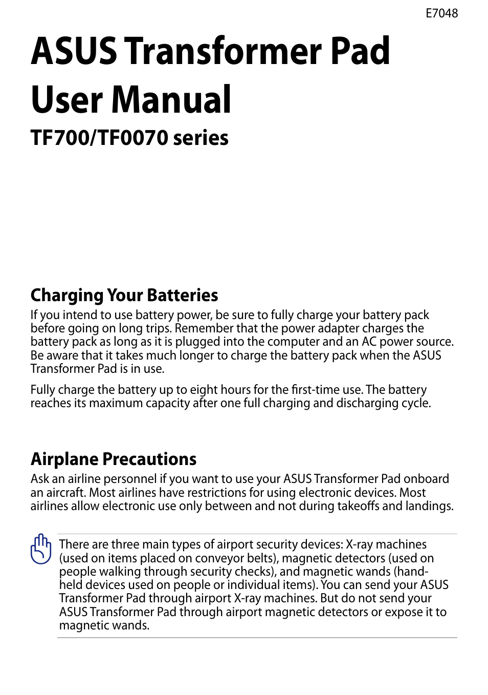 Asus Transformer Pad Infinity TF700T User Manual | 89 pages