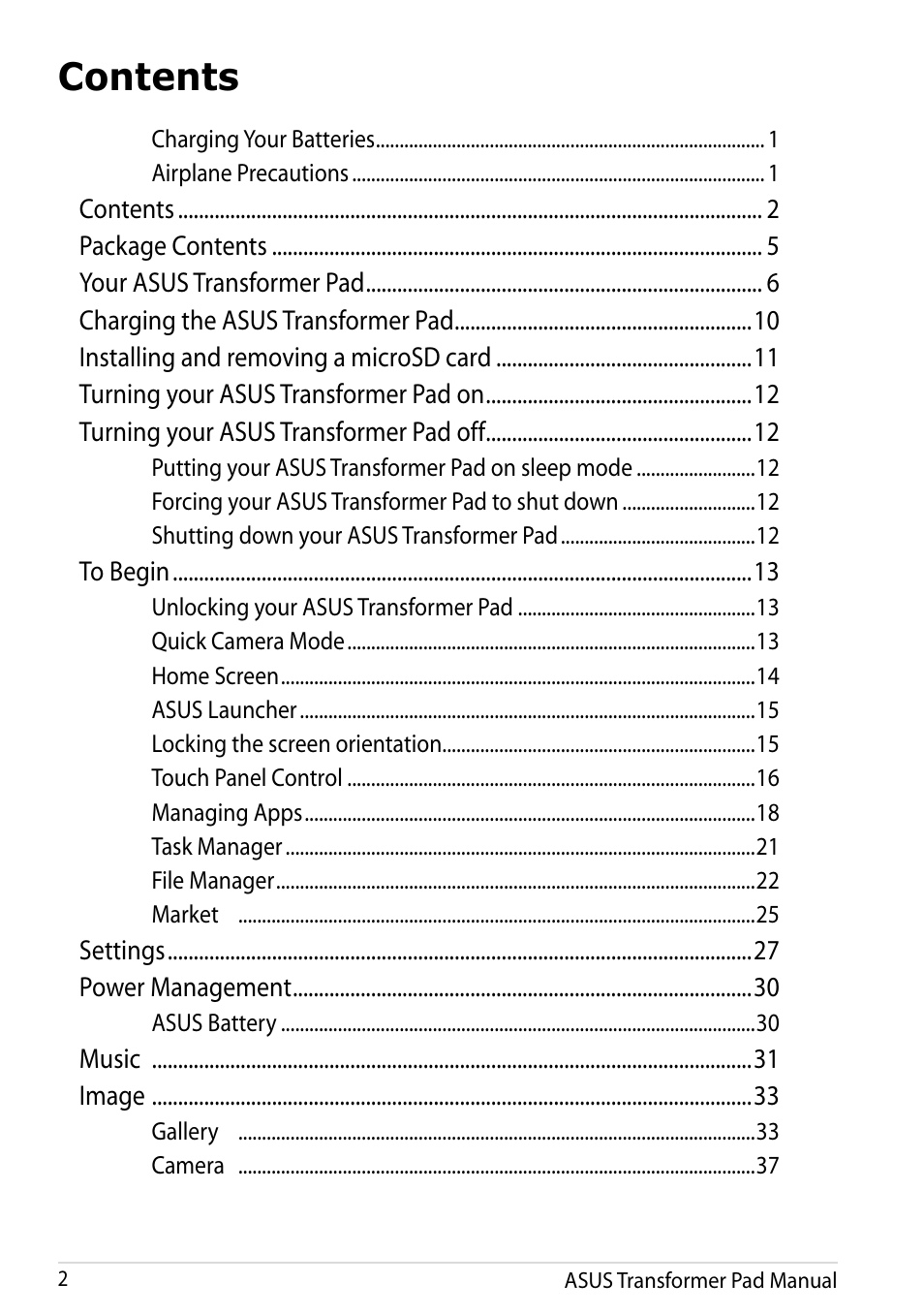 Asus Transformer Pad Infinity TF700T User Manual | Page 2 / 89