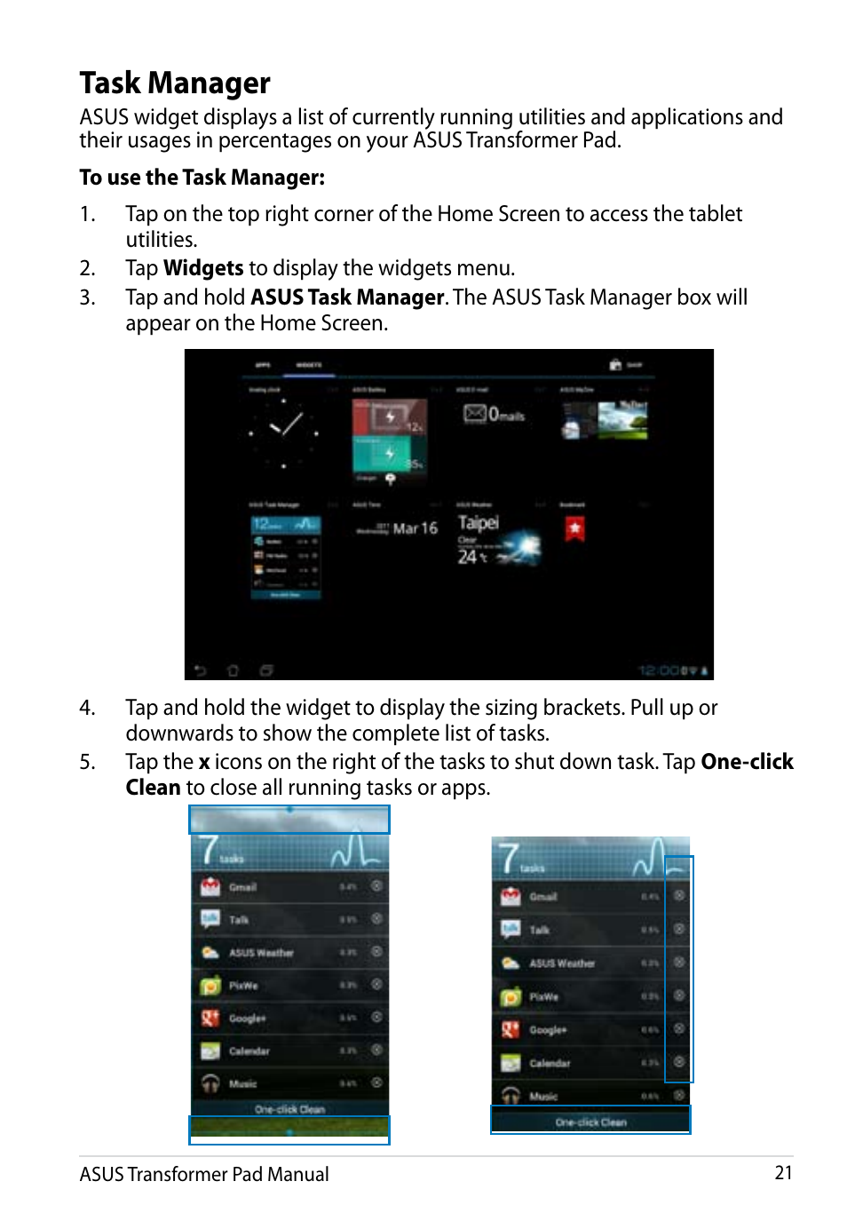 Task manager | Asus Transformer Pad Infinity TF700T User Manual | Page 21 / 89