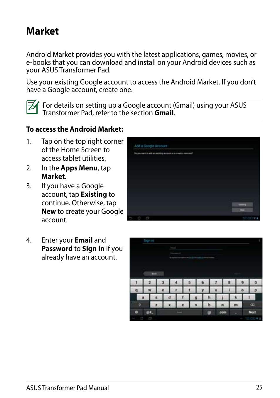 Market | Asus Transformer Pad Infinity TF700T User Manual | Page 25 / 89