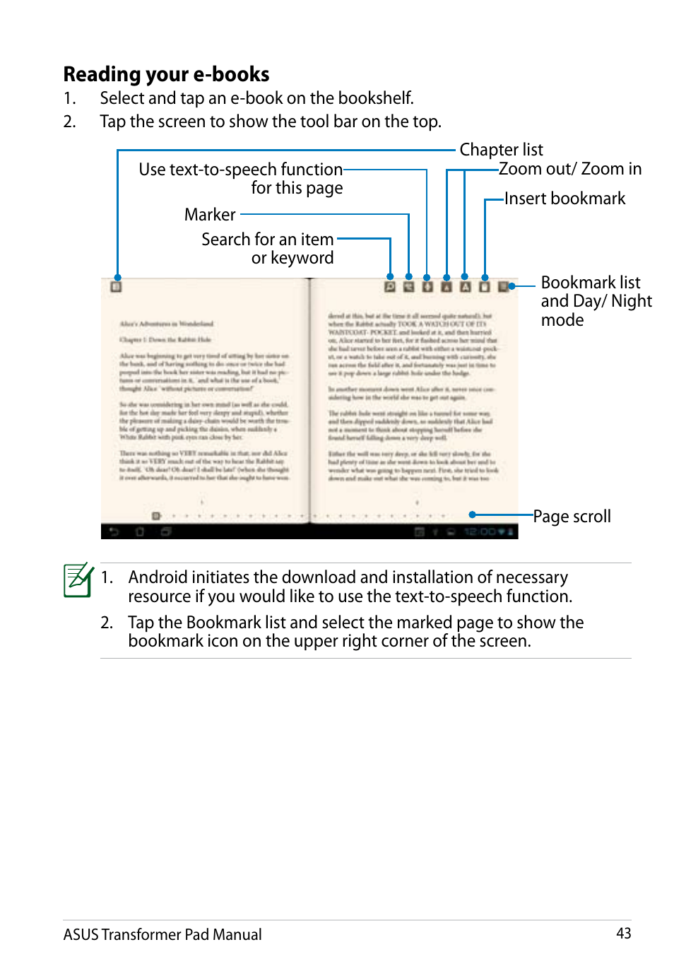 Reading your e-books | Asus Transformer Pad Infinity TF700T User Manual | Page 43 / 89