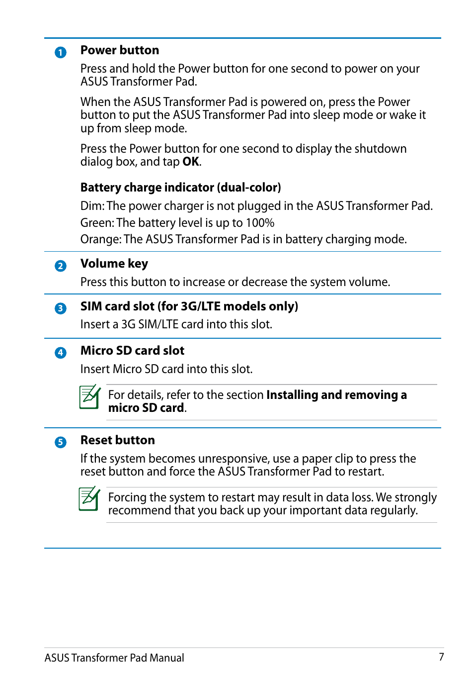 Asus Transformer Pad Infinity TF700T User Manual | Page 7 / 89