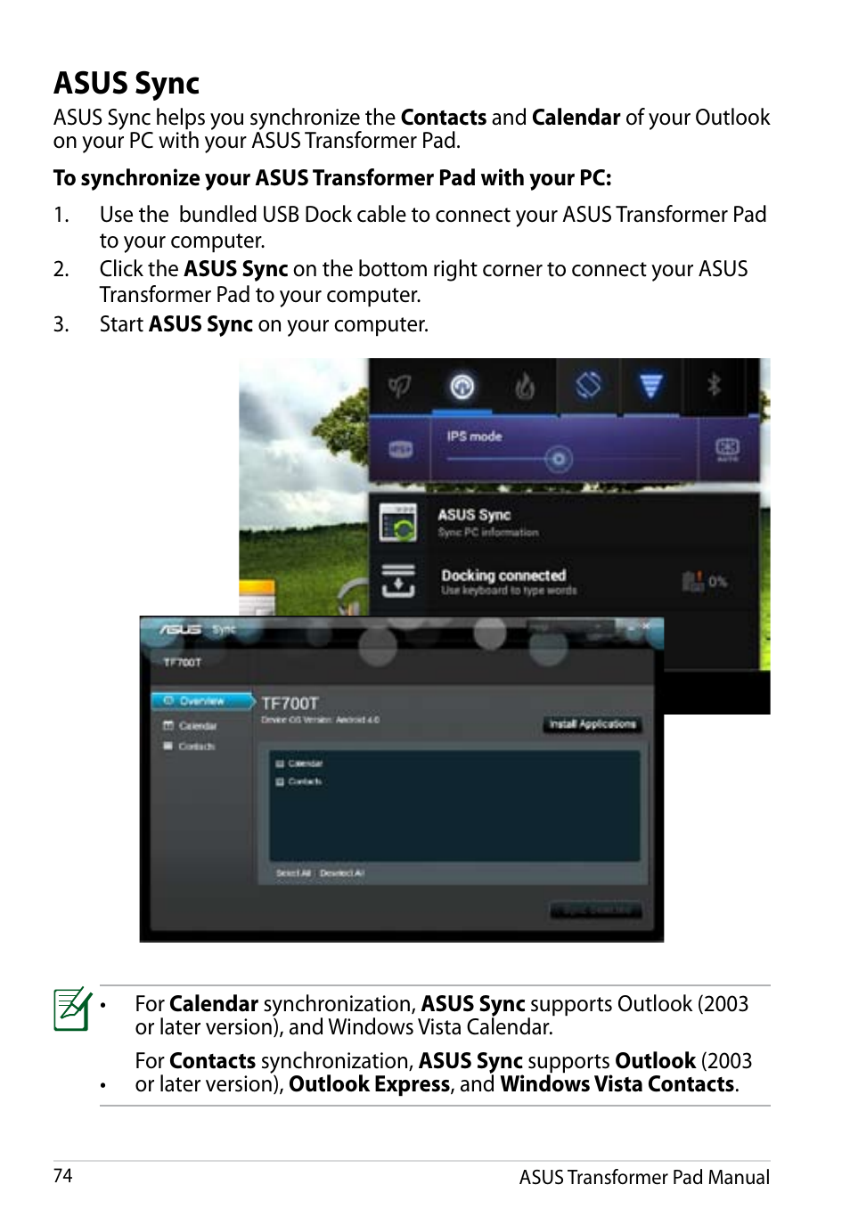 Asus sync | Asus Transformer Pad Infinity TF700T User Manual | Page 74 / 89