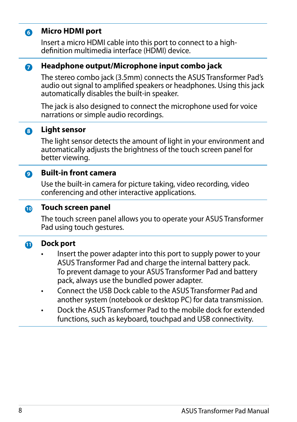 Asus Transformer Pad Infinity TF700T User Manual | Page 8 / 89