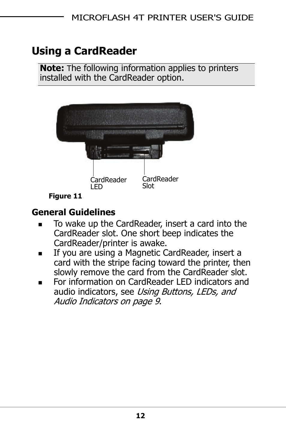 Using a cardreader, General guidelines | Datamax-O'Neil microFlash 4t User Guide User Manual | Page 15 / 22