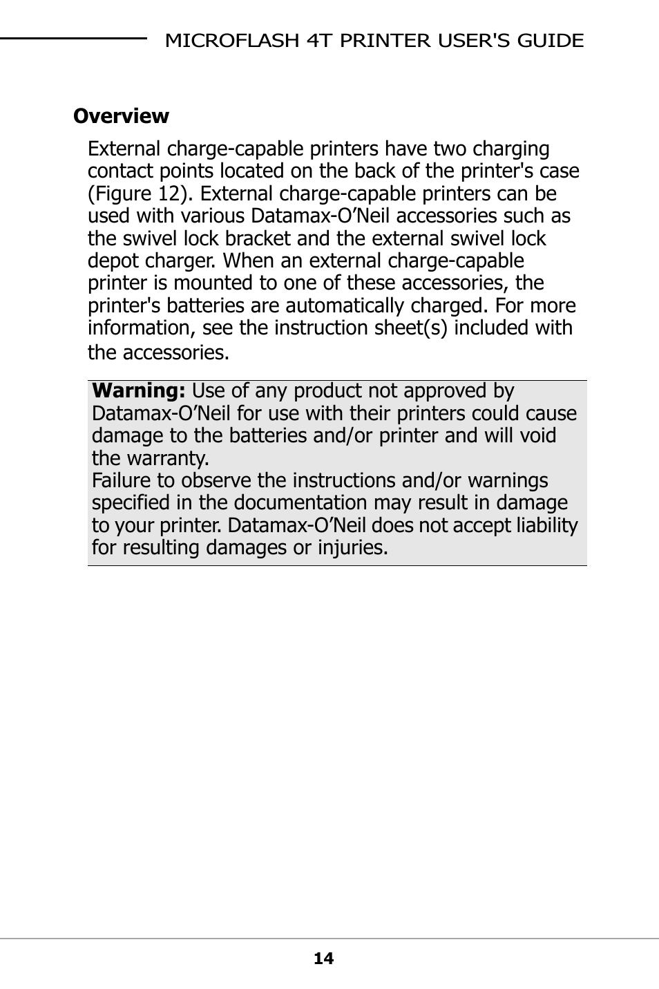 Overview | Datamax-O'Neil microFlash 4t User Guide User Manual | Page 17 / 22