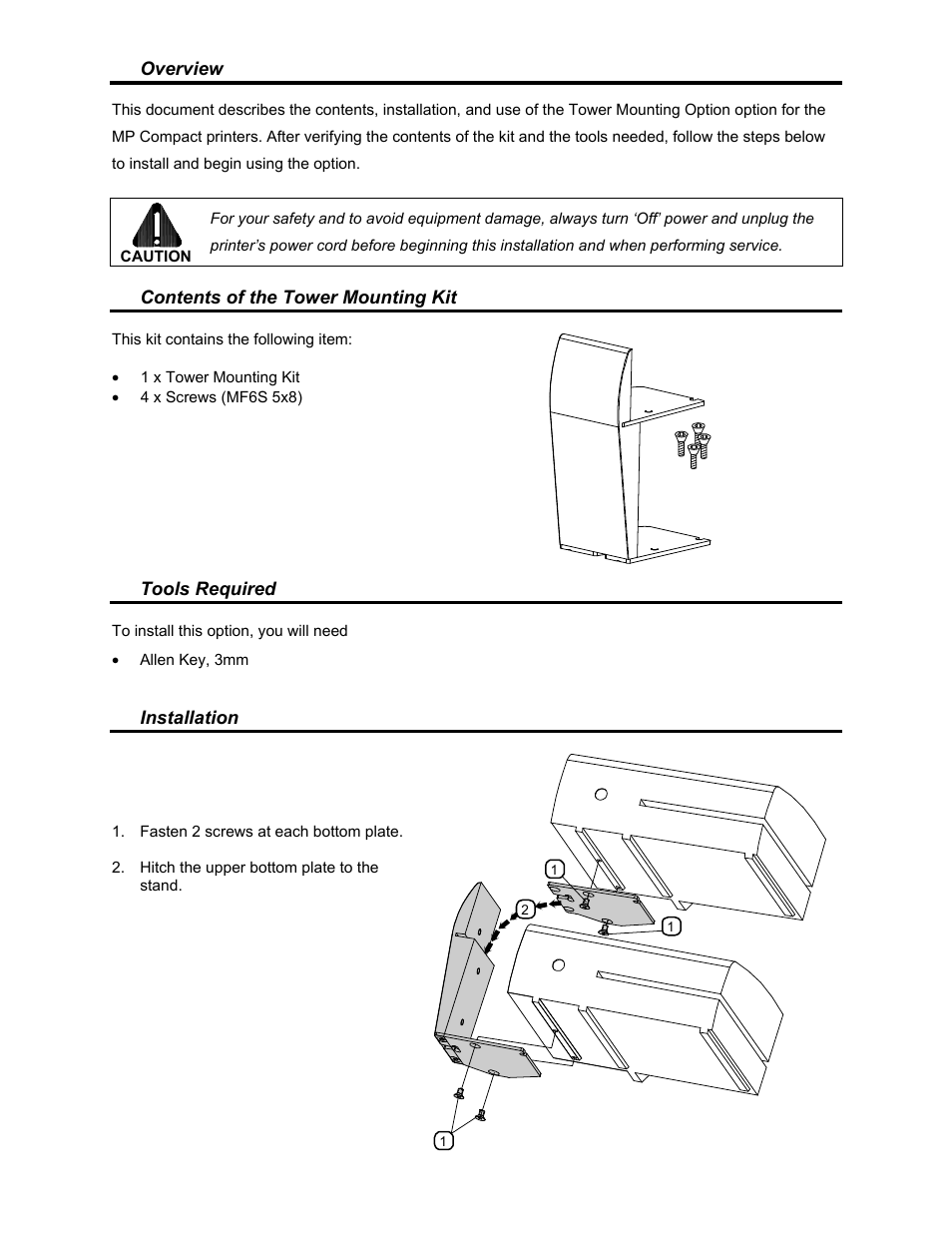 Datamax-O'Neil MP Compact4 Mark II Tower Mounting Option User Manual | Page 2 / 2